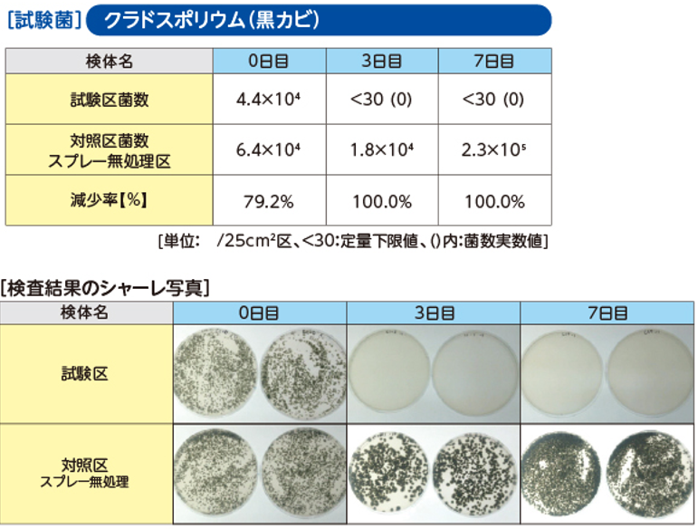 黒カビに対する防カビテスト結果